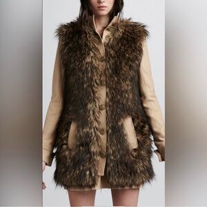 Rachel Zoe Marianna Brown faux fur jacket